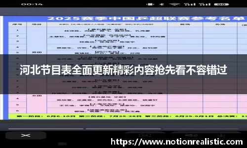 河北节目表全面更新精彩内容抢先看不容错过